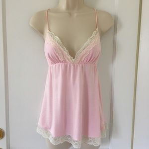 NWT Pink White Lace Tank Top by Fleurt Size S
